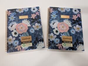 2 Clementine Paper Inc Floral Spiral Notebooks Journal Recycled Paper Gold Foil